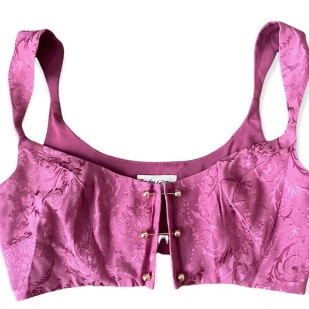 For Love and Lemons Pink Brocade Crop Top NWT